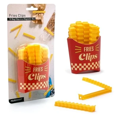 Imagen de Fries Clips Set de 12 para Bolsas con Forma Papas Fritas, Gadgets Cocina en Caja Magnética, Accesorios Prácticos Peleg Design
