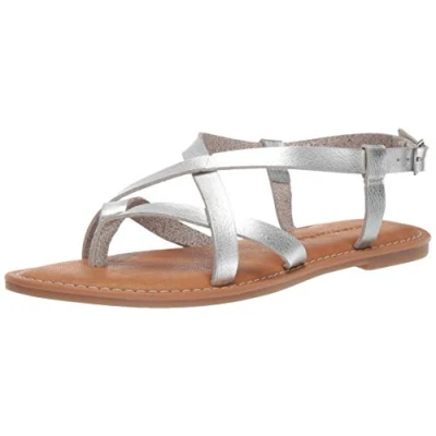 Imagen de Amazon Essentials Sandalias de Tiras Informal Mujer, Plateado, 38 EU