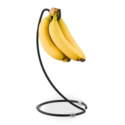 Imagen de Relaxdays Soporte para Plátanos, Metal, 33 x 17 cm, Previene Marcas de Presión, Colgador Bananas, Frutero, Hierro, Negro