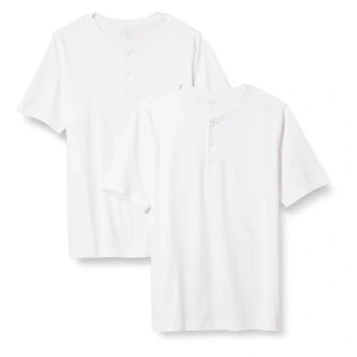 Imagen de Amazon Essentials Camiseta de manga corta Henley algodón con corte recto Hombre, Pack 2, Blanco, XXL
