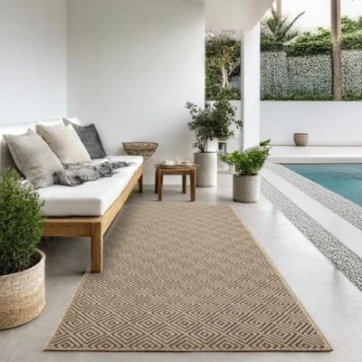 Imagen de the carpet Kansas Alfombra para Exterior e Interior con Aspecto de Yute Natural, Resistente a la Intemperie, Apta Patio y jardín, Naturaleza, 80 x 250 cm