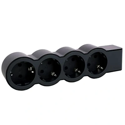 Imagen de Legrand 694576, Regleta de enchufes, Enchufe múltiple con 4 Tomas Corriente,sin Cable, Color Negro/Gris Oscuro