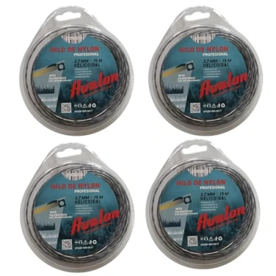 Imagen de Avalon Pack 4 Hilos Reforzado de Nylon Universal para desbrozadora y Cortacésped (2,7 mm x 15 m) Hilo DualPower maleza