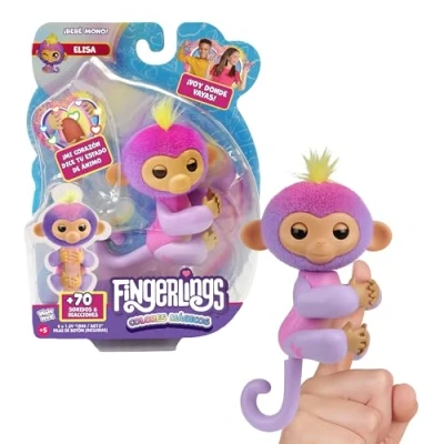 Imagen de Bizak Fingerlings Colores Mágicos Elisa, Mascota interactiva Multicolor con +70 Sonidos y Movimiento, reacciona al Tacto, se sujeta a tu Dedo, Juguete para niños Desde 3 años, (61853181 1)