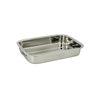 Imagen de Util &#039;Home 4615220 Fuente Rectangular de Acero Inoxidable con Asas 30 x 21 5,5 cm