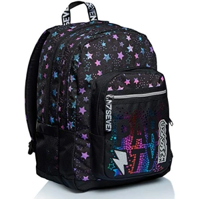 Imagen de Seven Mochila Doble Compartamiento FREETHINK BROADER Dance Party, Negro de Negocio, Trabajo, Diario, Viaje, Escolares, para Hombres, Mujeres y Adolescentes con Porto USB Integrado