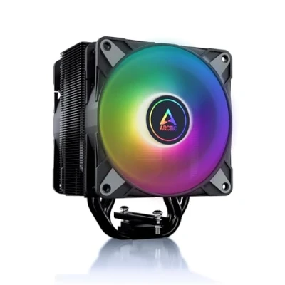 Imagen de ARCTIC Freezer 36 A RGB Ventilador CPU de Torre única con Push Pull, Dos Ventiladores P 120 mm presión optimizada, Rodamiento fluidodinámico, 200 2000 RPM, 4 Heatpipes, Incl. MX 6 Negro