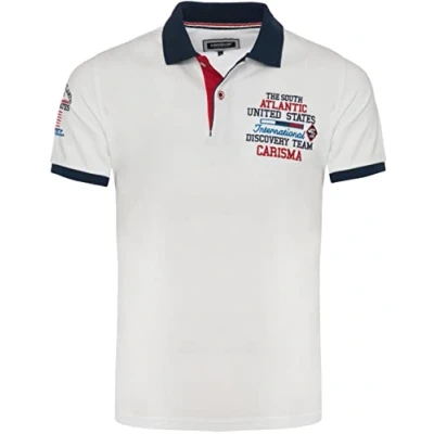 Imagen de Carisma Polo de manga corta para hombre 100 % algodón ? con bordado, agradable camiseta corte regular oficina y ocio 4664, WH, XXL
