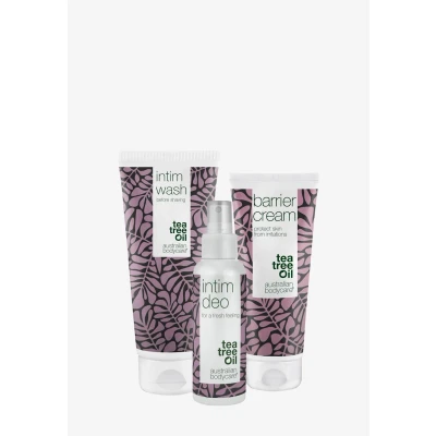 Imagen de Paquete de 3 para el cuidado la incontinencia compuesto por un Jabón Íntimo aceite árbol té 200 ml, Crema Barrera 100 ml y Desodorante reducir los olores desagradables