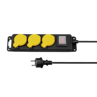 Imagen de ITENSE Bloque multienchufe, de 3 Tomas estanco 16 A con Interruptor, Cable HO5RN F 3G1 mm² Longitud Cable: 0,85 m Voltaje: 230 V Potencia máxima: 3680 W