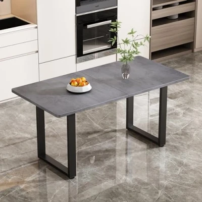 Imagen de Merax mesa de comedor estilo industrial, rectangular, cocina moderna para sala estar y comedor, 140 x 70 75 cm, color gris