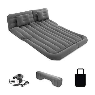 Imagen de Ergocar Colchon Coche Portátil Bomba de Aire Eléctrica SUV MPV Plegable Doble Cama Colchones para Camping Viajes al Libre, Piscina, Playa Negro