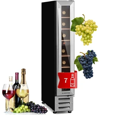 Imagen de KLARSTEIN Vinoteca, Nevera para Vinos con 1 Zona de Refrigeración, Botellero Puerta Cristal Vino, Proseco, Expositor Interior y Exterior, Panel Táctil, 20 L., Vinoteca Capacidad 7 Botellas