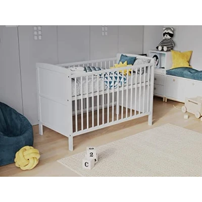 Imagen de Cuna de Madera,Cuna para bebé 120x60cm Convertible en Cama Juvenil: 3 Niveles Regulación y Colchón Espuma con Funda Premium Aloe Vera