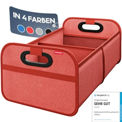 Imagen de Heldenwerk bolsa para maletero de coche plegable, reforzada y estable, organizador el maletero, la compra un almacenamiento práctico, antideslizante, caja plegable