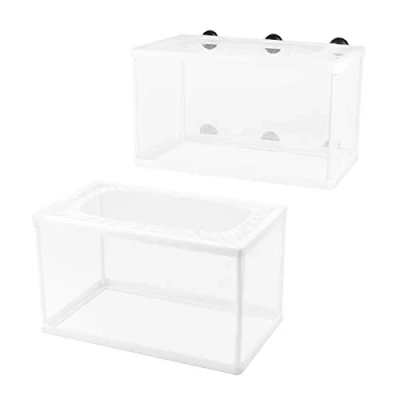 Imagen de Incubadora de peces Acuario 2 Piezas Caja Aislamiento Peces, Red para Acuarios con ventosa, bebé, 26 x 15 cm