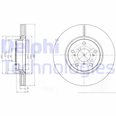 Imagen de DELPHI BG4236C Disco de freno 295 26 5 ventilado revestido sin procesar cojinete rueda, anillo sensor ABS TOYOTA: Verso, Avensis III Familiar