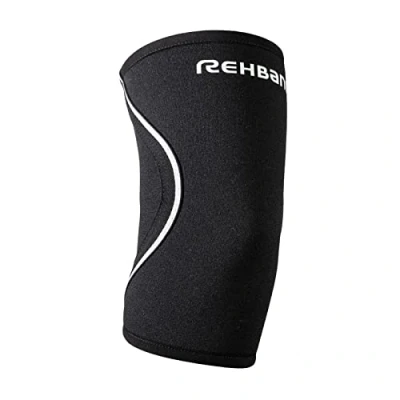 Imagen de Rehband vendaje de codo neopreno 3 mm, 1 pieza, ajuste anatómico, estabiliza articulaciones y músculos, compresión, Color:Negro, Talla:L