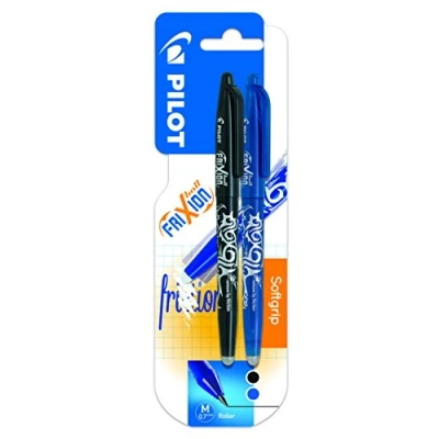 Imagen de Pilot Frixion Ball Bolígrafo borrable, 2 unidades, color azul y negro