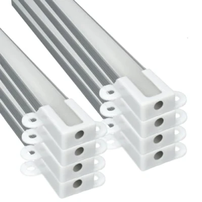 Imagen de Jandei Pack 8 Perfiles Aluminio de 1M Longitud para Instalación Tiras Led en Superficie, Canal Luces con Difusor Semitransparente. El Kit incluye Tapas y Clips Montaje (1m x 14mm 7mm)