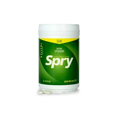 Imagen de Spry Xylitol Gum, Spearmint, 600 Pieces Great Tasting Natural Chewing Gum That is Aspartame Free, Promotes Oral Health, and Fights Bad Breath