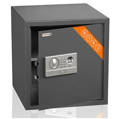 Imagen de Brihard Caja Fuerte Digital Biométrica Grande 40x38x38cm 2en1 Cerradura Teclado y Huella Dactilar Seguridad Antigolpes, LED
