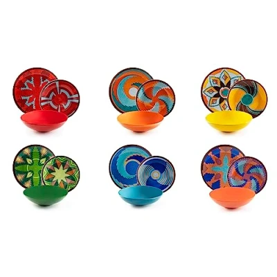 Imagen de Excelsa Dakar Color Vajilla de 18 piezas, porcelana y gres, decoración multicolor, 6 personas