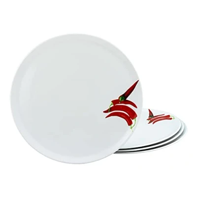 Imagen de CreaTable, 23433 Serie CHILLI Juego de vajilla 4 piezas, plato pizza porcelana, apto para lavavajillas y microondas, fabricado en Europa