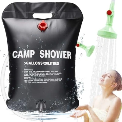 Imagen de ECtury Ducha portatil Camping, 20L Bolsa de Solar con Cabezal Ducha, Camping Accesorios para Acampar al Aire Libre y Hacer Caminatas