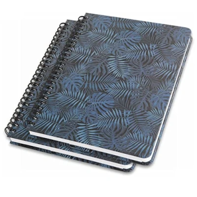 Imagen de SIGEL JN602 Lote de 2 Cuadernos notas espirales básica, 16,2 x 21,5 cm, punteado, tapa dura, motivo selva, azul Jolie