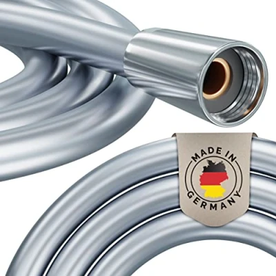 Imagen de PRISMA Manguera de ducha 1 m (125 cm) con doble protección contra torsión, fabricada en Alemania, conector universal G1/2&quot;