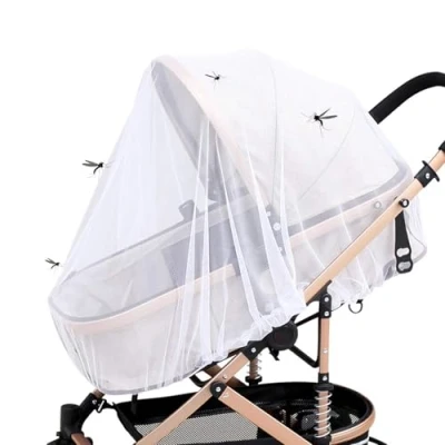Imagen de GeekerChip Mosquitera Carrito Bebe Universal,Carrito Red Antiinsectos,Respirable Antimosquitos Bebe,Elástica y Lavable Anti Insectos Universal para Cochecitos,Capazos Portabebés Blanco