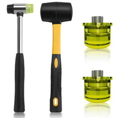 Imagen de SPORWAY 2 piezas de mazo goma: martillo doble cabeza, suave con mango goma antideslizante, cabezales repuesto, para azulejos cerámica,