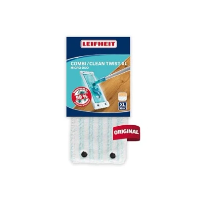 Imagen de Leifheit funda de recambio Clean Twist micro dúo XL, microfibra lavable para mopa superabsorbente, fregona suelos lisos
