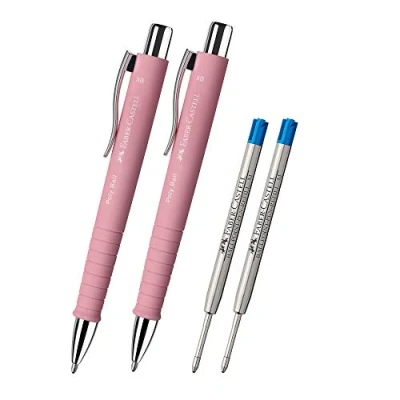 Imagen de Faber Castell Bolígrafo Poly Ball XB, grosor de trazo 0,5 mm, 2 x rosado + minas azules