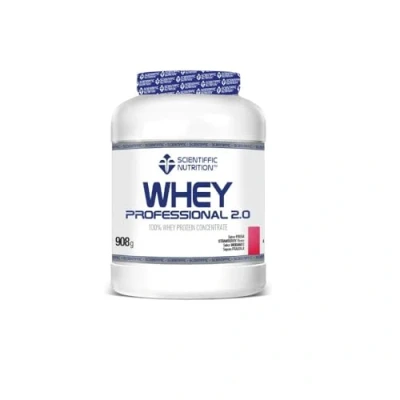 Imagen de Scientiffic Nutrition Whey Professional 2.0 Proteinas en Polvo 100% Pura, para Aumentar la Masa Muscular, con Enzimas Digestivas y Lactasa 908g, Sabor Fresa.