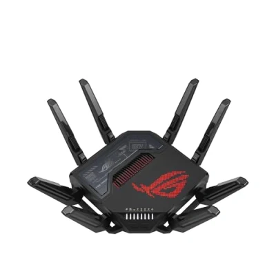 Imagen de ASUS ROG Rapture GT BE98 Router WiFi 7, cuatribanda, Banda de 320 MHz, 4096 QAM, Funcionamiento multienlace, Puertos 10G duales, WAN Respaldo, Seguridad Red, compatibilidad con AiMesh
