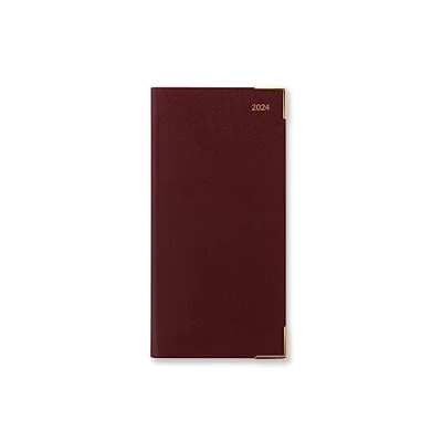 Imagen de Letts Classic Slim Agenda 2024 con vista semanal y planificadores, color burdeos