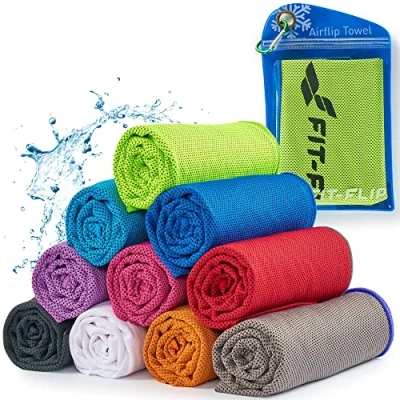 Imagen de Cooling Towel Deporte y Gimnasio Toallas de Microfibra/Toalla fría como Toalla refrigeración para Viajar Yoga Airflip Color: Verde neón Azul Oscuro, tamaño: 120x35cm