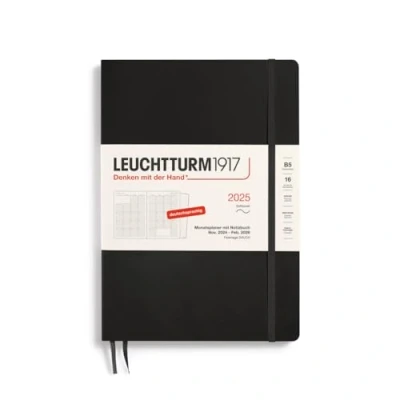 Imagen de LEUCHTTURM1917 370601 Composition (B5) 2025 Planificador mensual y cuaderno (16 meses, tapa blanda), color negro