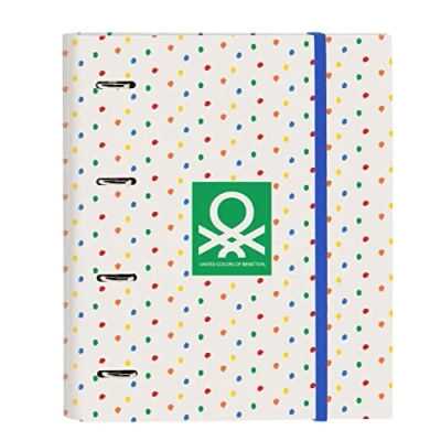 Imagen de BENETTON Topitos Carpeta 4 Anillas de 35 cm con 100 Hojas A4, Ideal para Niños Diferentes Edades, Cómoda y Versátil, Calidad Resistencia, 27x3.5x32 cm, Color Blanco roto