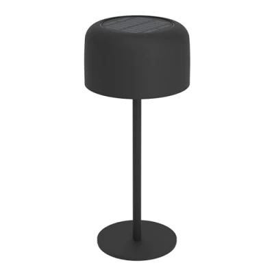 Imagen de Eglo Roccanova Lámpara solar de mesa para exteriores, regulable en 3 niveles, balcón y jardín, acero negro, blanco cálido, IP44