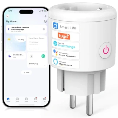 Imagen de SURFOU Enchufe Inteligente Wifi con Consumo Electrico, Programador Alexa, Tomada Temporizador, Control Remoto por APP &amp; Voz, Compatible Google Home y SmartThings