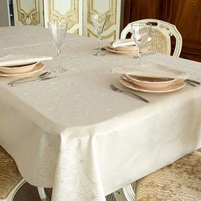 Imagen de Mantel con diseño de estrellas Navidad, tratamiento antimanchas, color beige (59 x 59 cm, 150 cm)