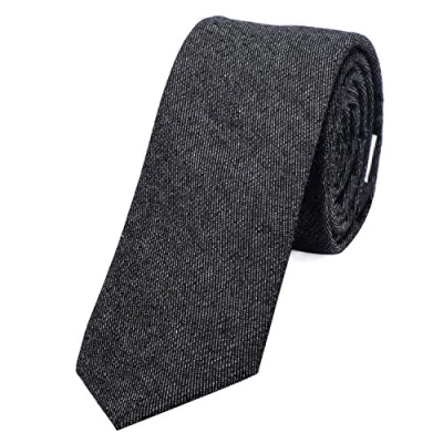 Imagen de DonDon Corbata estrecha de algodón para hombres 6 cm con look estilo vaquero Jeans antracita