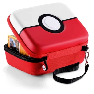 Imagen de JoyHood Carcasa Rígida para Tarjetas Compatible con Cartas TCG, Estuche Tarjetas, Se Adapta a hasta 400+ (Rojo &amp; Blanco)
