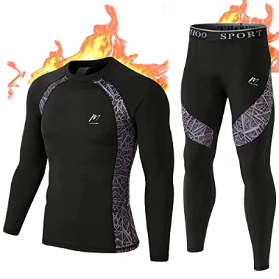 Imagen de MeetHoo Hombre Conjunto de Ropa Interior Térmica, Base Layer Invierno Long Johns Traje Compresión Secado Rápido Camisetas y Pantalones Manga Larga para Esquí Deportivo Correr
