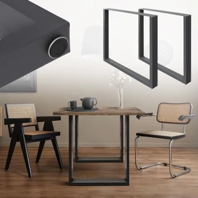 Imagen de ECD Germany 2X Set de Patas Mesa Industriales Antracita Pies Escritorio Banqueta Modernos Estables 70 x 72 cm Marco Protección Soportes Perfiles Acero Suelo para Cocina Oficina Comedor