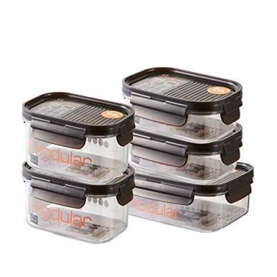 Imagen de Lock &amp; Bisfree Juego de 5 recipientes para conservar Alimentos, sin BPA, herméticos, con Tapa, Aptos frigorífico, congelador y microondas