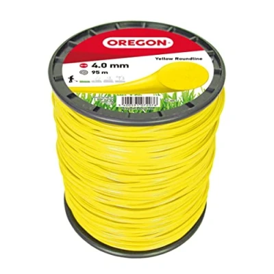 Imagen de Oregon Hilo Redondo Amarillo para Desbrozadoras y Cortacésped, Nailon de Calidad Profesional, Compatible con la Mayoría Modelos, 4 mm x 95 m (69 388 Y)